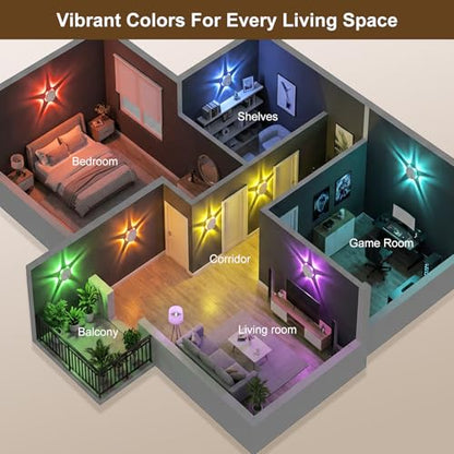Night Light 4 Pack, Motion Sensor Indoor Wall Light, RGB&Warm White | Rechargeable Dimmable Light, Adhesive and Magnetic Mount, Ambient Mood Lighting for Bedroom, Bathroom, Hallway and Stairs