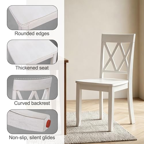 DUHOME Wood Dining Chairs Set of 2,Farmhouse Dining Side Chairs with Cross Back Wooden Kitchen Chairs for Home Kitchen, Dining Room White - color: White, size: 2pcs