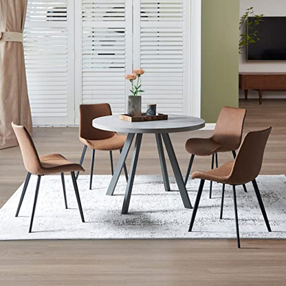 HIPIHOM Dining Chairs Set of 4, Modern Kitchen & Dining Room Chairs, Upholstered Faux Leather Cushion Seat and Sturdy Metal Legs (4 Brown Chairs) - color: Brown Chairs Set of 4