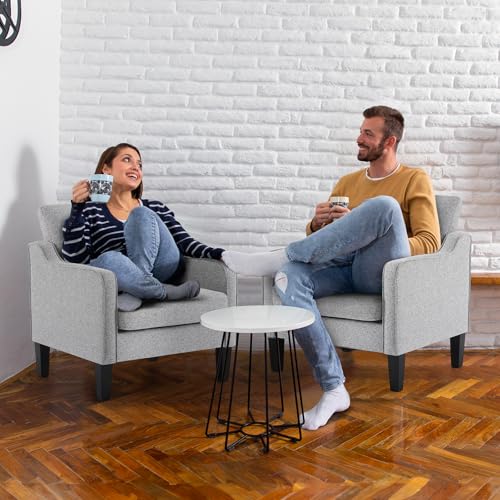 VINGLI Accent Chairs for Living Room Mid Century Modern Chair Sofa Chair Upholstered Arm Chair with Scooped Arms for Bedroom, Apartment, Office, Studio, Waiting Room, Play Room - color: Grey
