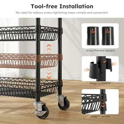 SOLEDI Heavy-Duty Clothes Rack, 1000 LBS clothing rack with wheels Load Capacity Double Rod Clothing Rack with Shelves & Lockable Wheels, Suitable for Bedroom, Entryway, Living Room & Garage (black) - color: Black