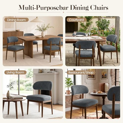 Wooden Dining Room Chairs Set of 2, Modern Upholstered Velvet Kitchen Chairs with Ergonomic Curved Back, Farmhouse Dining Side Chair with Solid Wood Frame for Kitchen Room, Dark Gray - color: Grey