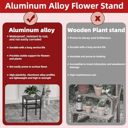 Tall Plant Stand 23" Aluminum Indoor &Outdoor Rustproof | Indoor/Outdoor Extra-Sturdy 23" tall Aluminum Plant Stand – Ideal for Patios, Gardens, Living Room Decoration (Black)