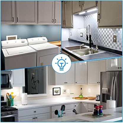 Kitchen Under Cabinet LED Lighting Kit, Super Bright, 6 PCS 12 Inches Light Bars, Plug-in or Hardwire Power Adapter, 31W 2000 Lumen, for Cabinet Counter Shelf Workbench (Daylight White 5000K) - color: White Cable-Daylight White 5000K