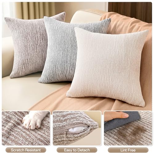 Chenille Throw Pillow Covers for Bed, Boho Pillowcase for Bedroom | 2PCS 12"x20" Pet-friendly pillow covers feature scratch-resistant, breathable fabric, ideal for bedroom, sofa and home decor - color: Coffee, size: 20" x 12" (Pack of 2)