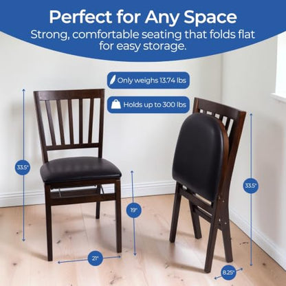 Stakmore School House Folding Chair, Walnut (Set of 2) - color: Brown