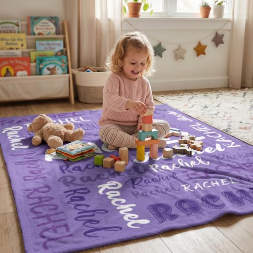 Personalized Blanket with Name, Custom Name Blanket Gifts for Kids Adults Boys Girls Teen, Soft Customized Fleece Flannel Throw for Bedroom Living Room, Birthday Christmas - color: Light Purple