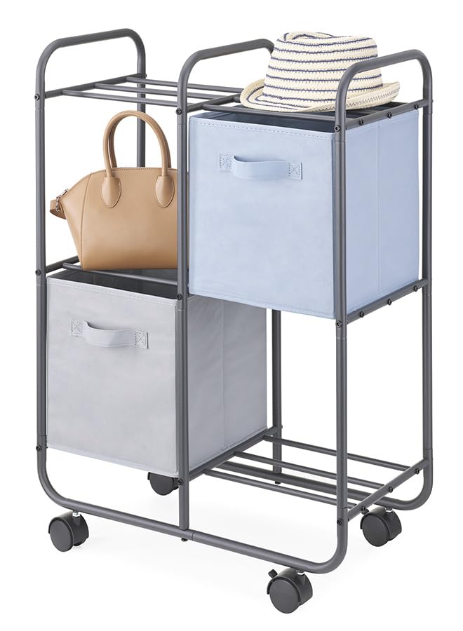 Whitmor 3 Tier Rolling Cart, Portable Closet, Metal Rolling Storage Cart,Suitable for Bedrooms, Living Rooms, and Kitchens. - size: 23.07"D x 11.81"W x 32.32"H