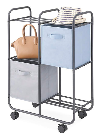 Whitmor 3 Tier Rolling Cart, Portable Closet, Metal Rolling Storage Cart,Suitable for Bedrooms, Living Rooms, and Kitchens. - size: 23.07"D x 11.81"W x 32.32"H