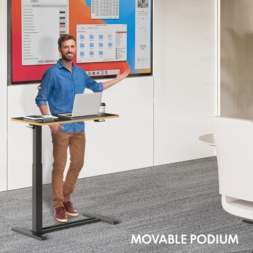 FLEXISPOT H7 32" Pneumatic Height-Adjustable Overbed Table with Wheels | C-shaped bedside table TV Tray,Medical End Side Table,Laptop desk for Hospital Home office use,31.5"W x 17.7"D,Black Maple - color: Black Maple, size: Large