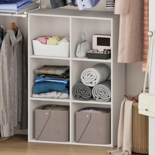 Furinno Reed 6-Cube Closet Organizers and Storage, White | Closet Storage, Closet Organizer for Bedroom, Study Room, Hallway - color: White, size: 6-Cube