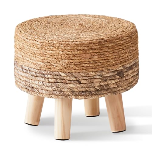 Cpintltr Ottoman Outdoor Sea Grass Stool Poufs Hand Woven Round Foot Stool for Sofa Desk Soft Step Stool Padded Foot Rest Multiple Colors Decorative Furniture Natural/Brown - color: Brown