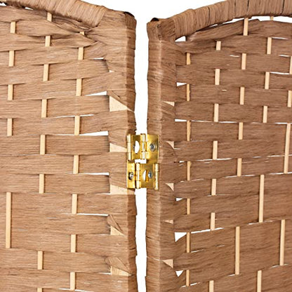 Red Lantern 2 ft. Short Diamond Weave Fiber Folding Screen - Natural - 8 Panel - color: Natural, size: 8 Panel