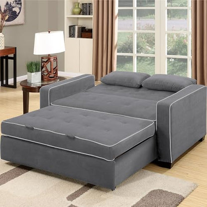 Serta Ainsley 72.6" Convertible Sleeper Sofa, Queen Size, Dreamcoil Comfort, Soft Woven Fabric, Charcoal - color: Charcoal, size: Queen Sofa
