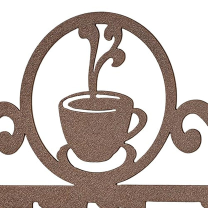 Touch of Class Coffee Bar Bronze Indoor Outdoor Steel Dining Room Kitchen Coffee Mug Wall Hook Rack