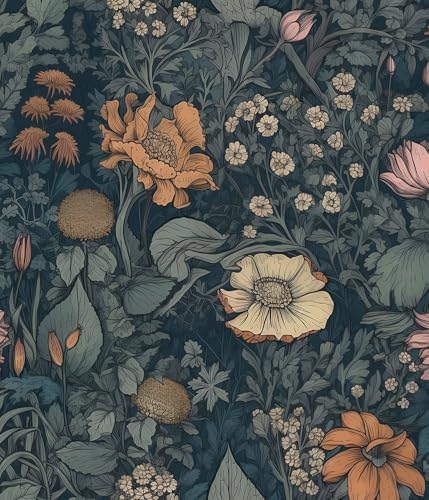 Vintage Peel and Stick Wallpaper Boho Floral Wallpaper for Bedroom | Living Room Removable Self Adhesive Floral Contact Paper for Cabinets Accent Wall 17.3inx393.7in - color: Vinatge Floral, size: 17.3" x 393.7"