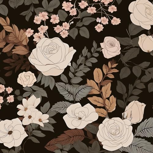 Brown Vintage Floral Peel and Stick Wallpaper 17.5" x 118" | Waterproof Vinyl Self Adhesive Removable Renter Friendly Floral Contact Paper - color: Brown, size: 17.5" x 118"