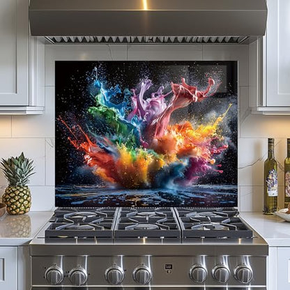 Evgosm Tempered Glass Backsplash for Kitchen，pigment Stove Splashback, Glass Backsplash, Easy to Install and Clean, Used for Kitchen Wall Protection and Decoration. (30x24'') - size: 30"L x 24"W