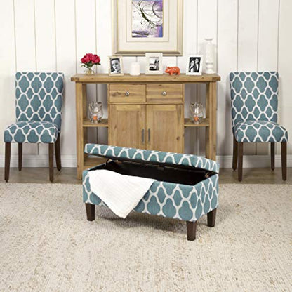 HomePop Parsons Classic Upholstered Accent Dining Chair, Set of 2, Teal and Cream Geometric - color: Teal and Cream, style: Pack of 2