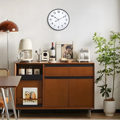 LEIKE Metal Large Wall Clock 24IN Black, Retro Silent Quartz Battery Operated, Decorative for Patio, Kitchen, Living Room, Bedroom, Pool - size: 24in