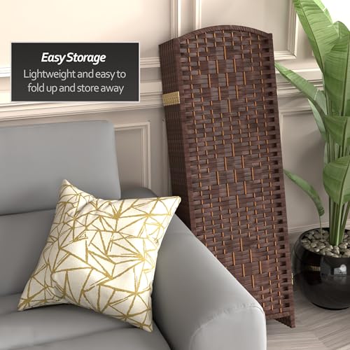 Red Lantern 4 ft. Short Diamond Weave Fiber Folding Screen - Dark Mocha - 8 Panel - color: Dark Mocha, size: 8 Panel