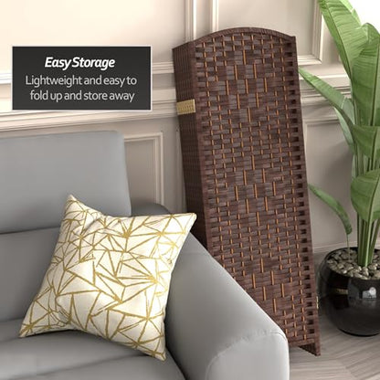 Red Lantern 4 ft. Short Diamond Weave Fiber Folding Screen - Dark Mocha - 8 Panel - color: Dark Mocha, size: 8 Panel