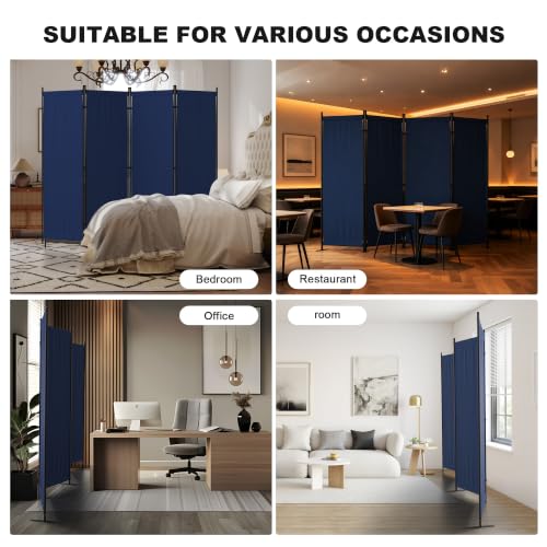 4 Panel Room Divider, 6FT Folding Privacy Screens(Blue, 4 Panel-88'') | Portable Partition Room Dividers, Freestanding Wall Divider for Office, Studio, Room Separation - color: Blue
