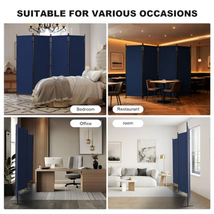 4 Panel Room Divider, 6FT Folding Privacy Screens(Blue, 4 Panel-88'') | Portable Partition Room Dividers, Freestanding Wall Divider for Office, Studio, Room Separation - color: Blue