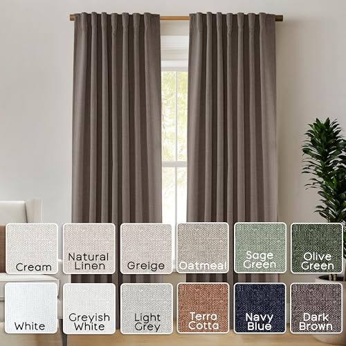 63 Inch Length Dark Chocolate Brown Linen Blackout Curtains for Bedroom, Thermal Insulated Black Out Back Tab Rod Pocket Drapes 63 Inches Long 2 Panels Set - color: Dark Brown, size: 50"W x 63"L (Pack of 2)