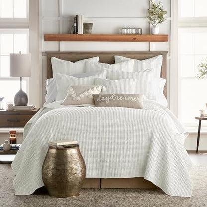 Levtex Home - Mills Waffle - Twin Quilt Set - Cream Cotton Waffle - Quilt Size (68 x 86in.), Sham Size (26 x 20in.) - color: Cream, size: Twin Quilt