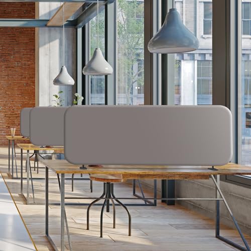 DECOLAB Desk Dividers, Standing Table Partition Panel 48"x18", Sterling | Free Standing Desk Screen. For Home, Office, Student, Test, Study, Classroom. No Drill. - color: Sterling