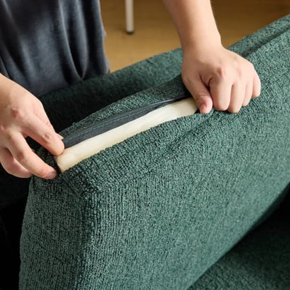 VINGLI Upholstered Chenille Accent Chair for Living Room, Bedroom, Mid-Century Modern Arm Chair Comfy Reading Chair with Scooped Arms (1, Dark Green) - color: Dark Green