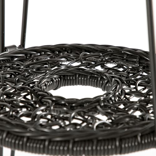 Furniture of America Ysar Boho 19-inch Round Coffee Table Outdoor with Tempered Glass Top and Metal Frame, Handcrafted Coastal Furniture for Patio, Poolside, Garden, Yard, Black - color: Black/19 In.