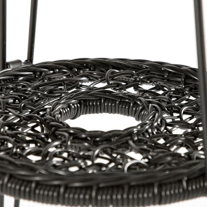Furniture of America Ysar Boho 19-inch Round Coffee Table Outdoor with Tempered Glass Top and Metal Frame, Handcrafted Coastal Furniture for Patio, Poolside, Garden, Yard, Black - color: Black/19 In.