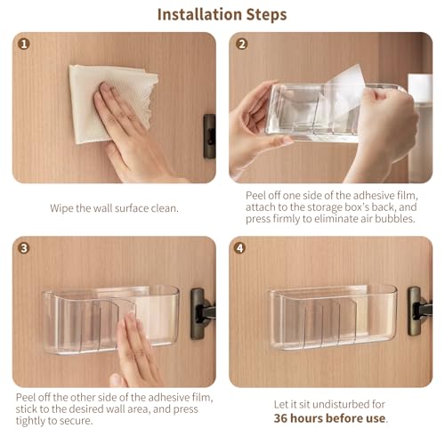 PAVSTINE 2 Pack Adhesive Medicine Cabinet Organizer, Clear Wall Mounted Makeup Storage Shelves for Bathroom Vanity, No Drilling Narrow Organizers for Door Cabinet, 5 Compartment - size: 5-Compartment Wall-Mounted