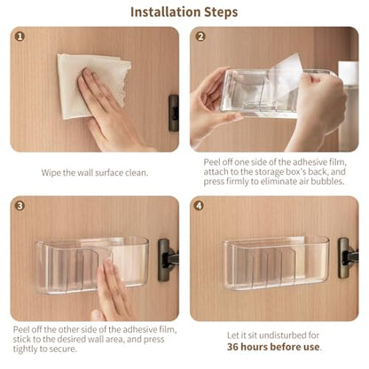 PAVSTINE 2 Pack Adhesive Medicine Cabinet Organizer, Clear Wall Mounted Makeup Storage Shelves for Bathroom Vanity, No Drilling Narrow Organizers for Door Cabinet, 5 Compartment - size: 5-Compartment Wall-Mounted