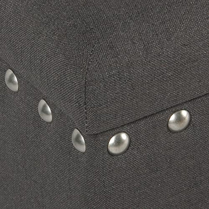HomePop 42" Storage Bench with Nailhead Trim - Charcoal - color: Charcoal