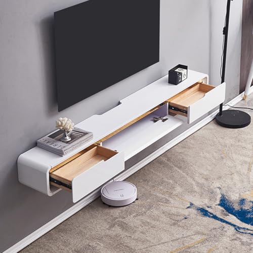Solid Wood Floating TV Stand Wall Mounted, White, 70.86" Wall Mounted Entertainment Center Console, Hanging tv Media Shelf for Living Room, Bedroom (DSGWHITE-A, 47.2IN) - color: Dsgwhite-a, size: 47.2IN