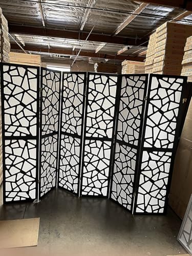 Mosaic Breeze Room Divider, 3-8 Panel (Black, 6 Panel) - color: Black, size: 6 Panel