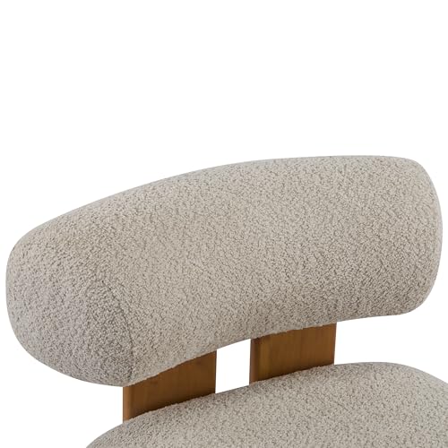Christopher Knight Home Jillian Modern Boucle Upholstered Accent Chair, Armless Living Room Single Lounge Sofa, Comfy Reading Chair for Bedroom, Low Profile Chair, Almond Beige+Brown