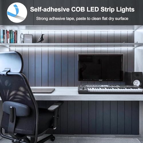 EJ's SUPER CAR COB LED Strip Lights, 4.92FT 3Pack 6000K Cool White Battery Powered LED Strip Lights Timer Dimmable Flexible Cuttable Tape Lights for Cabinet Shelves Bedroom - color: Cool White
