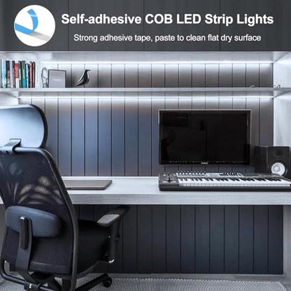 EJ's SUPER CAR COB LED Strip Lights, 4.92FT 3Pack 6000K Cool White Battery Powered LED Strip Lights Timer Dimmable Flexible Cuttable Tape Lights for Cabinet Shelves Bedroom - color: Cool White