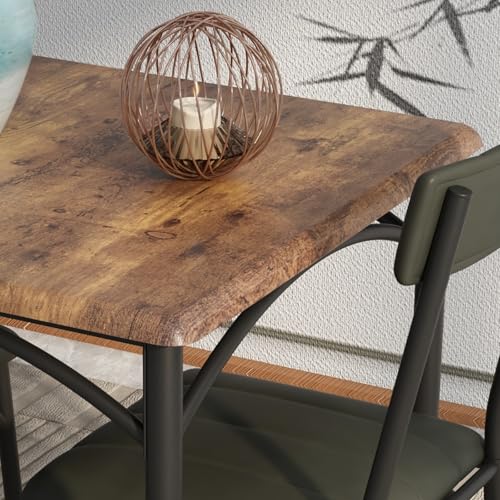 GarveeLife 3-Piece Dining Table Set for 2, Square Kitchen Table & Chairs | Upholstered, Space-Saving Square Kitchen Table Set, Compact Dining Room Furniture for Apartment, Studio - color: Brown