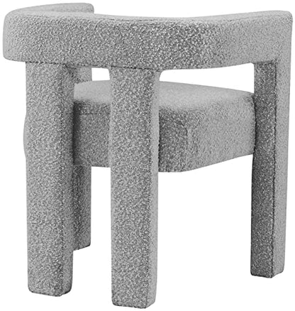 Meridian Furniture Athena Collection Modern | Contemporary Boucle Fabric Upholstered Accent | Dining Chair, 25" W x 21" D x 27" H, Grey - color: Grey