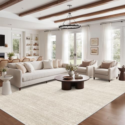Art&Tuft Washable Rugs 9x12, Low Pile Area Rugs 9x12 Living Room - Non Slip and Stain Resistant Soft Thin Rug for Bedroom, Dining Room, Kitchen, Office, Beige - color: Stripe-beige, size: 9' X 12'