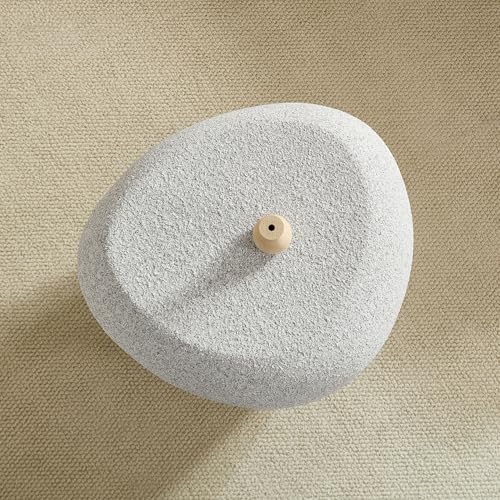 19.29" End Table Travertine Side Table with Grainy Matte Rocks Pattern, Modern Circle Faux Stone Fiberglass Small Coffee Sofa Table, No Need Assembly (Beige) - color: B-19.29" Rock Grey