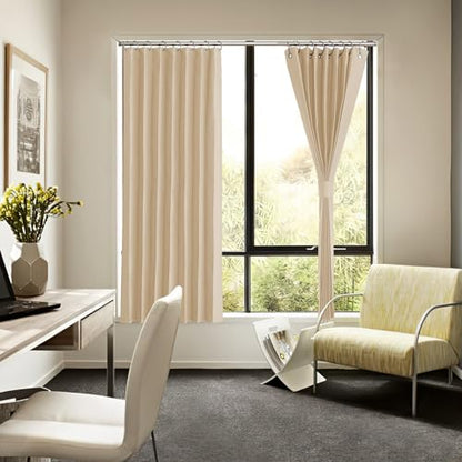 NICETOWN Biscotti Beige Blackout Curtains 63 Inches Long for Kitchen Window | Farmhouse Thermal Insulated Energy Saving Noise Reducing Bedroom Living Room Curtains, 38 x 63, 1 Panel with Hooks - color: Biscotti Beige, size: 38"W x 63"L (Pack of 1)
