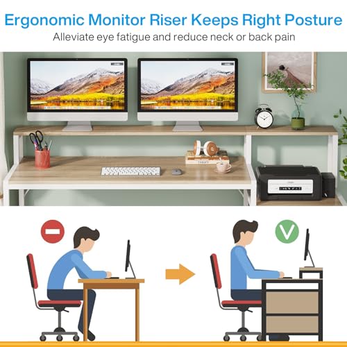 Tribesigns 63 Inch Computer Desk with File Drawer Cabinet, Home Office Desk | Ergonomic Office Desk with Monitor Stand, Industrial Computer Table with Printer Space, PC Table Workstation Desk - color: Walnut