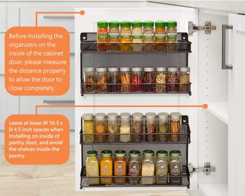 2 PK 2 Tier Mesh Kitchen Counter-top or Wall Mount Spice Rack Jars Storage Organizer, Bronze