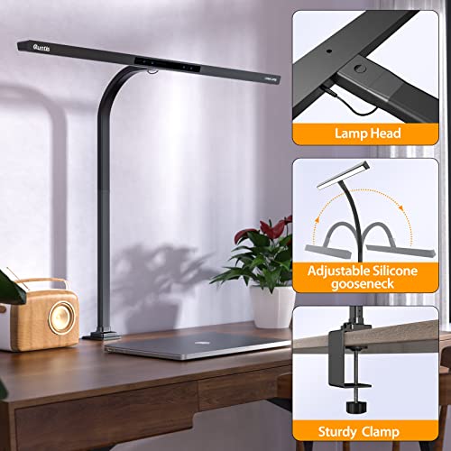 Quntis Eye-Care Architect LED Desk Lamp with Clamp for Home Office | 31.5" Wide Bright Desk Lights with Auto-Dimming, Dimmable Table Light, 2H Timer Task Lamp for Workbench Monitor Drawing Study